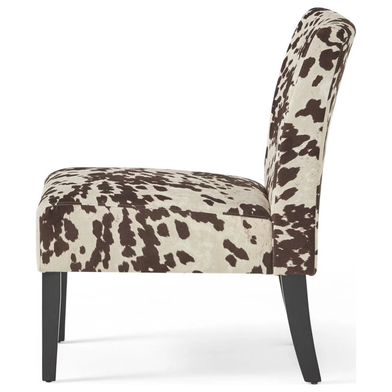 GDF Studio Kalee Contemporary Accent Chair, Cow Print, Matte Black, Fabric - Image 7
