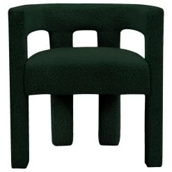 The Camille Dining Chair, Bouclé Fabric, Green