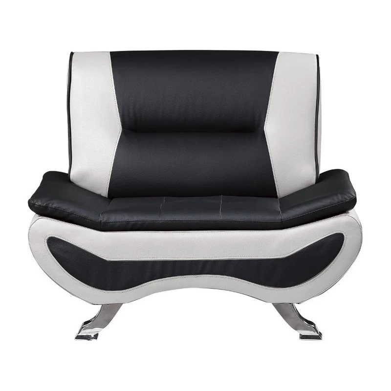Lexicon Veloce Faux Leather Accent Chair In Black And White - Image 2