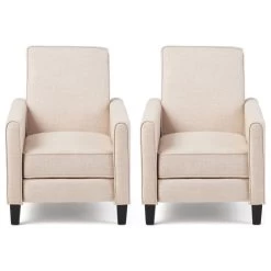 Susan Fabric Recliner, Set Of 2, Beige And Dark Brown