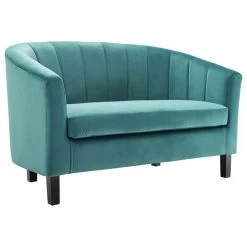 Prospect Channel Tufted Performance Velvet Loveseat, Teal