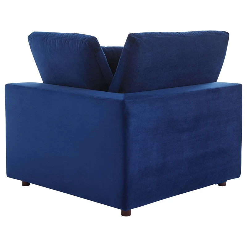 Commix Down Filled Overstuffed Performance Velvet 4-Piece Sectional, Navy - Image 8