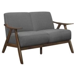 Lexicon Damala Mid-Century Solid Wood Frame Loveseat In Gray