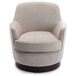 Reese Oatmeal Wood Base Swivel Chair