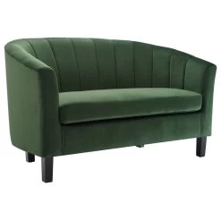 Prospect Channel Tufted Performance Velvet Loveseat, Emerald