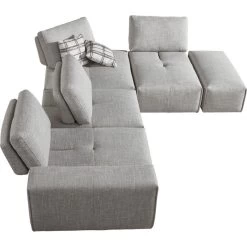 Divani Casa Platte 6-Piece Modern Fabric Modular Sectional Sofa In Gray