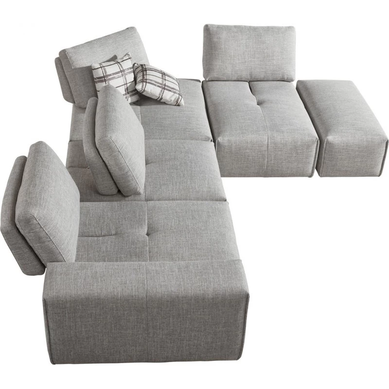 Divani Casa Platte 6-Piece Modern Fabric Modular Sectional Sofa In Gray