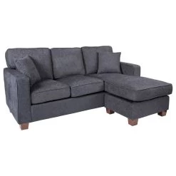 Russell Sectional, Navy Fabric With 2 Pillows And Coffeeed Legs