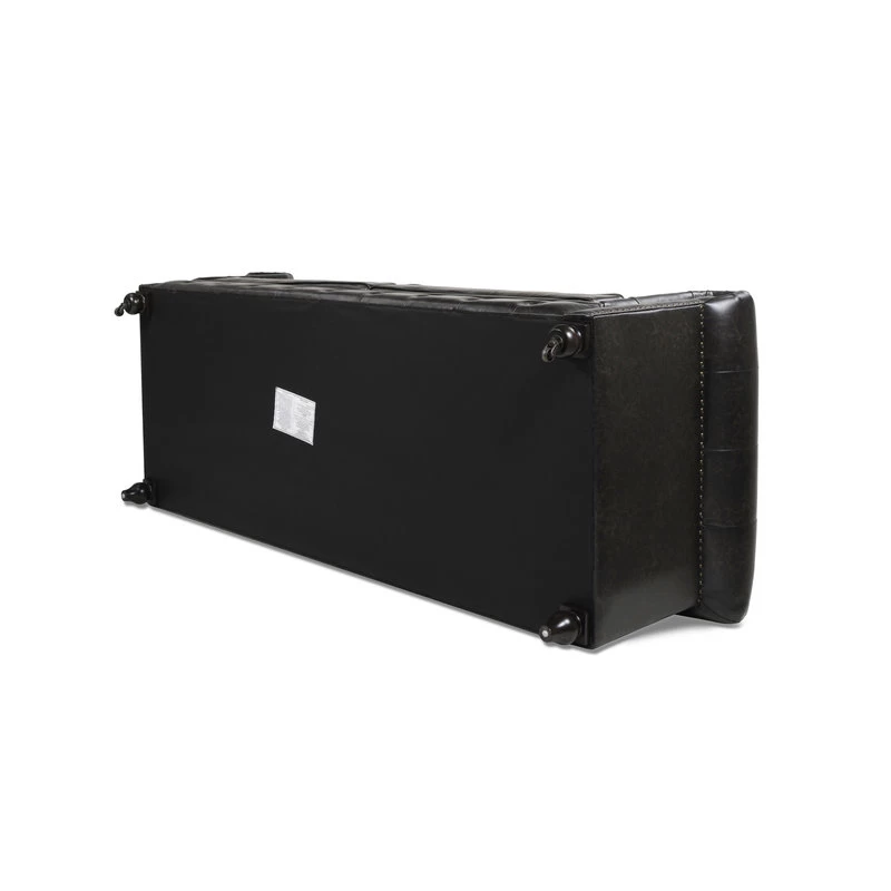 Winston 91" Tufted Chesterfield Sofa, Vintage Black Brown Faux Leather - Image 7