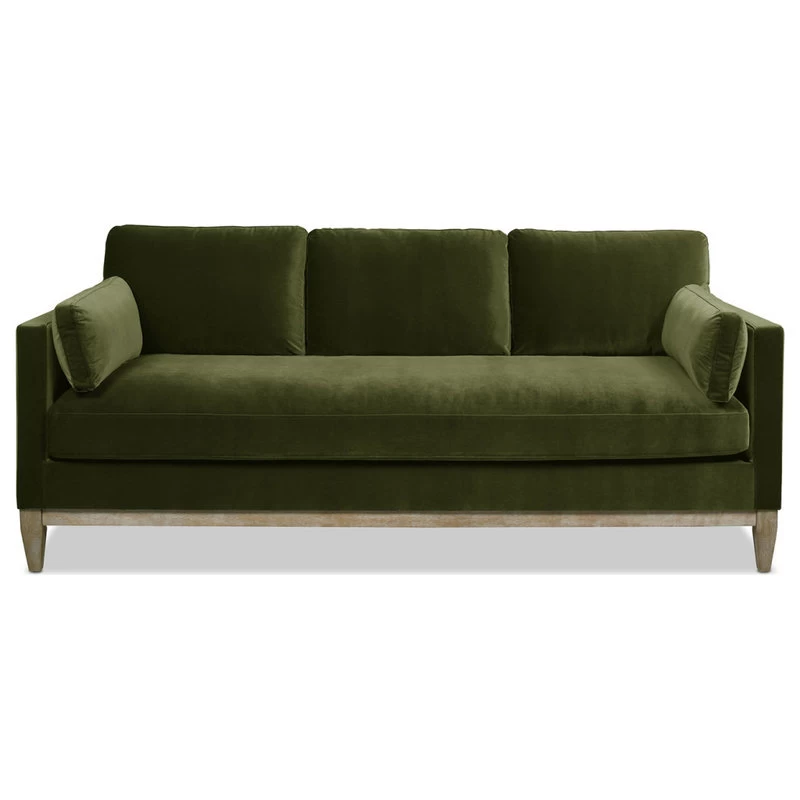 Knox 84" Modern Farmhouse Sofa, Olive Green Performance Velvet