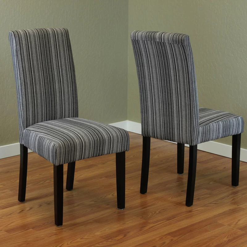 Seville Stripe Fabric Dining Chairs, Set Of 2, Gray - Image 3