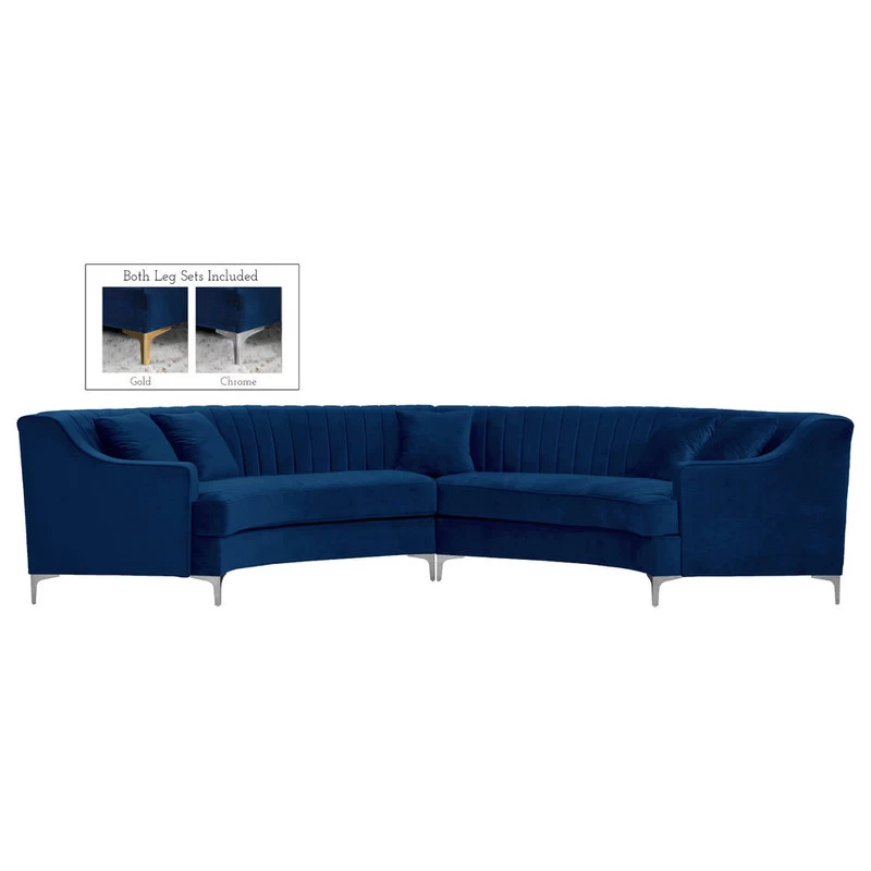 Jackson Velvet 2-Piece Sectional, Navy - Image 2