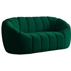 Elijah Velvet Upholstered Loveseat, Green