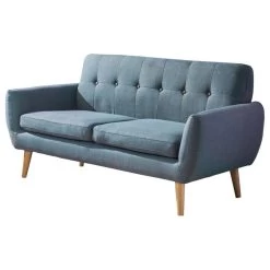GDF Studio Joseline Mid Century Modern Petite Fabric Sofa, Blue