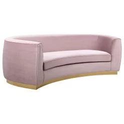 Julian Velvet Sofa, Pink, Gold Base