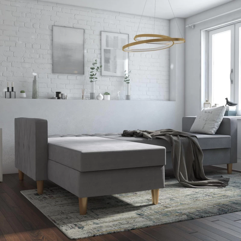 CosmoLiving By Cosmopolitan Liberty Sectional/Futon, Light Gray Chenille - Image 4