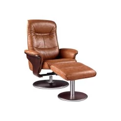 Milano Leather Swivel Recliner And Ottoman, Brown
