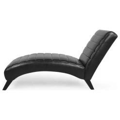 Metter Contemporary Channel Stitch Chaise Lounge, Midnight/Dark Brown