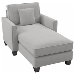 Flare Chaise Lounge With Arms In Light Gray Microsuede Fabric