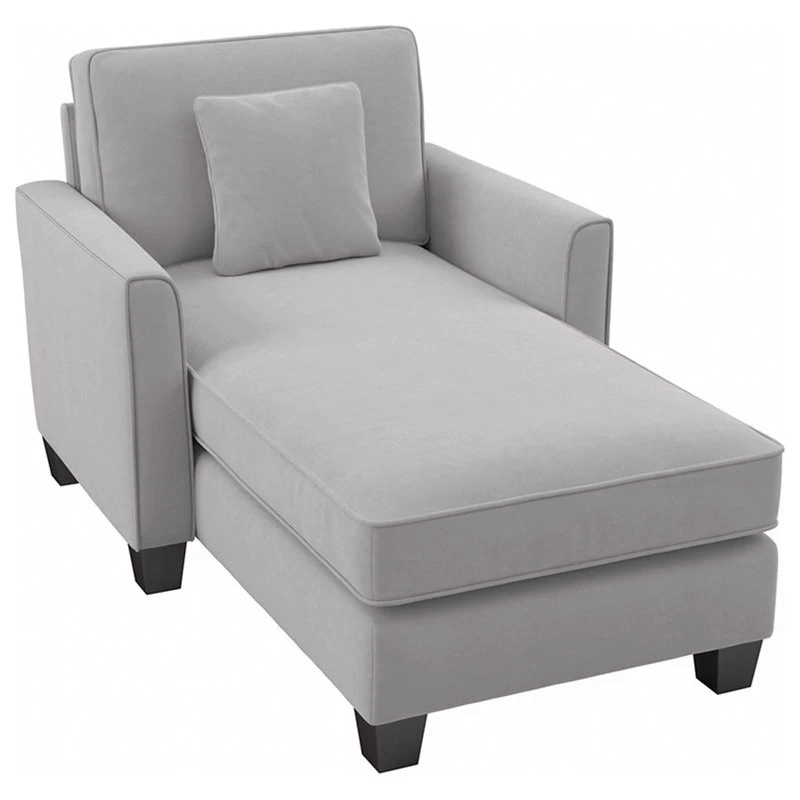 Flare Chaise Lounge With Arms In Light Gray Microsuede Fabric