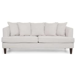Lilburn Contemporary Pillow Back 3 Seater Sofa, Beige/Espresso