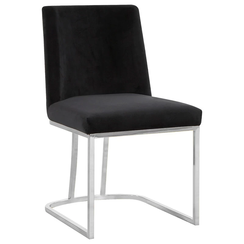 The Josephine Velvet Dining Chair, Black And Silver, Set Of 2 - Image 3