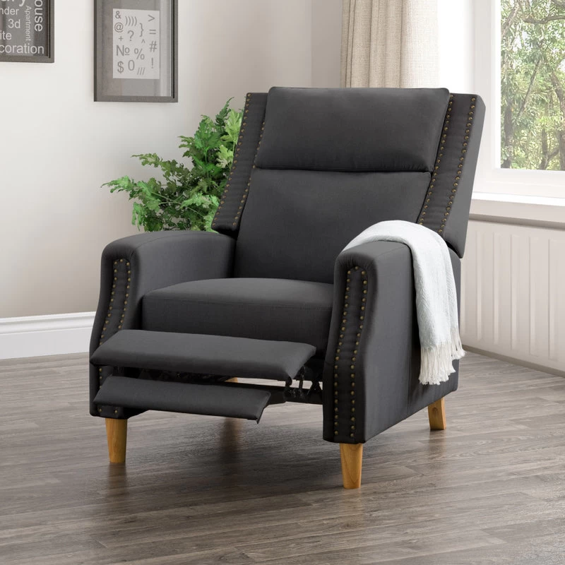 CorLiving Lynwood Recliner Chair With Nail Head Trim, Dark Grey - Image 7