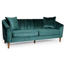 Susan Contemporary Velvet 3 Seater Sofa, Teal/Dark Brown