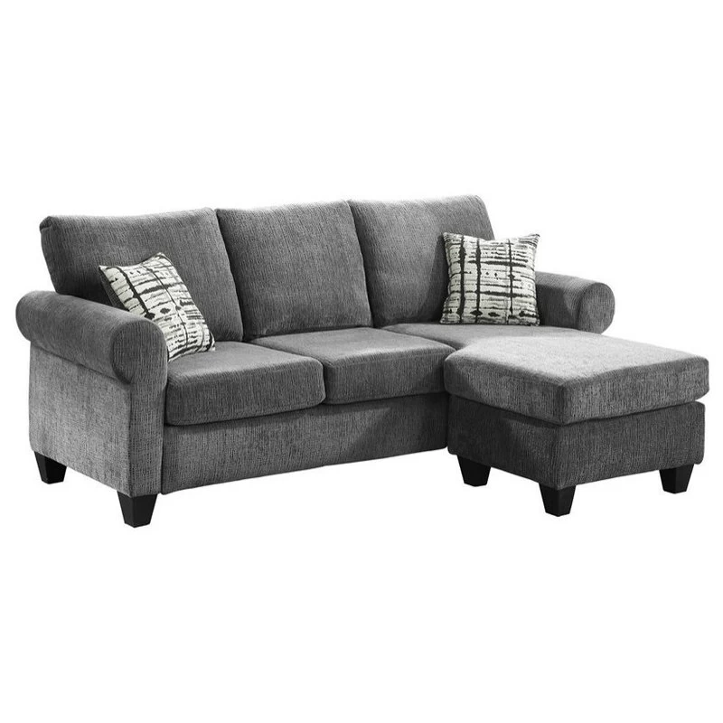 Lexicon Desboro Reversible Chenille Fabric Sectional With Chaise In Gray - Image 5