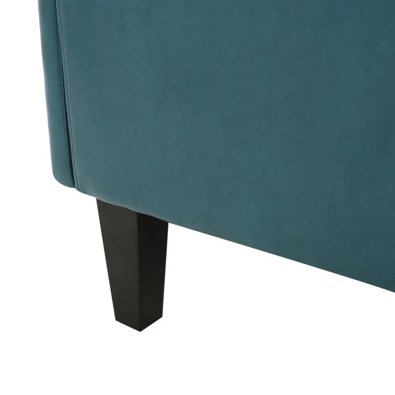 GDF Studio Harbison Leather Loveseat Settee, Teal - Image 3