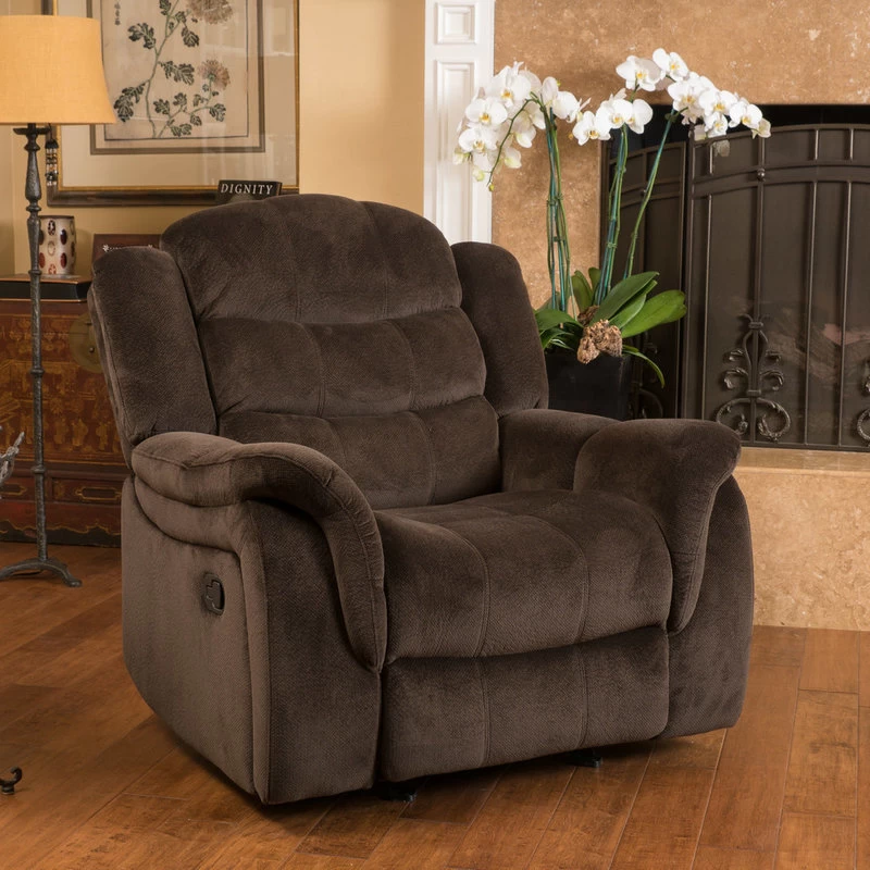 GDF Studio Blake Brown Fabric Glider Recliner Club Chair - Image 3