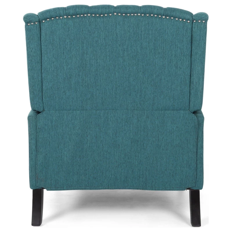 Salome Oversized Tufted Fabric Push Back Recliner, Teal/Dark Brown - Image 9