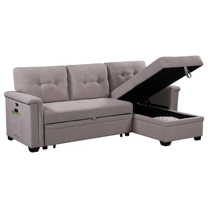 Ashlyn Sleeper Sofa With USB Charger Pocket And Reversible Storage Chaise - Image 5