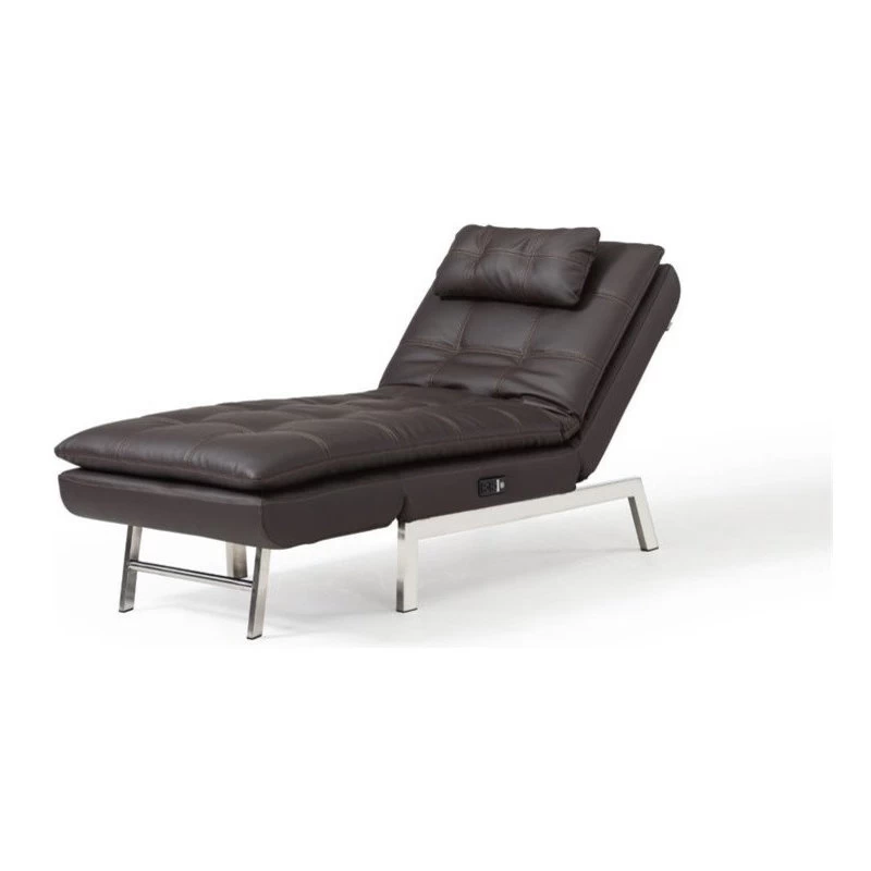 Relax-A-Lounger Titan Convertible Chaise Lounge In Brown Faux Leather - Image 5