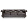 Vita Chesterfield Tufted Faux Leather Sofa, Brown