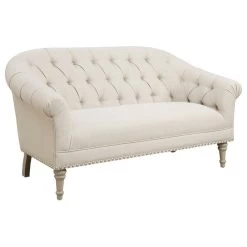 Coaster Accent Seating Traditional Settee With Tufting And Pleated Roll Arms
