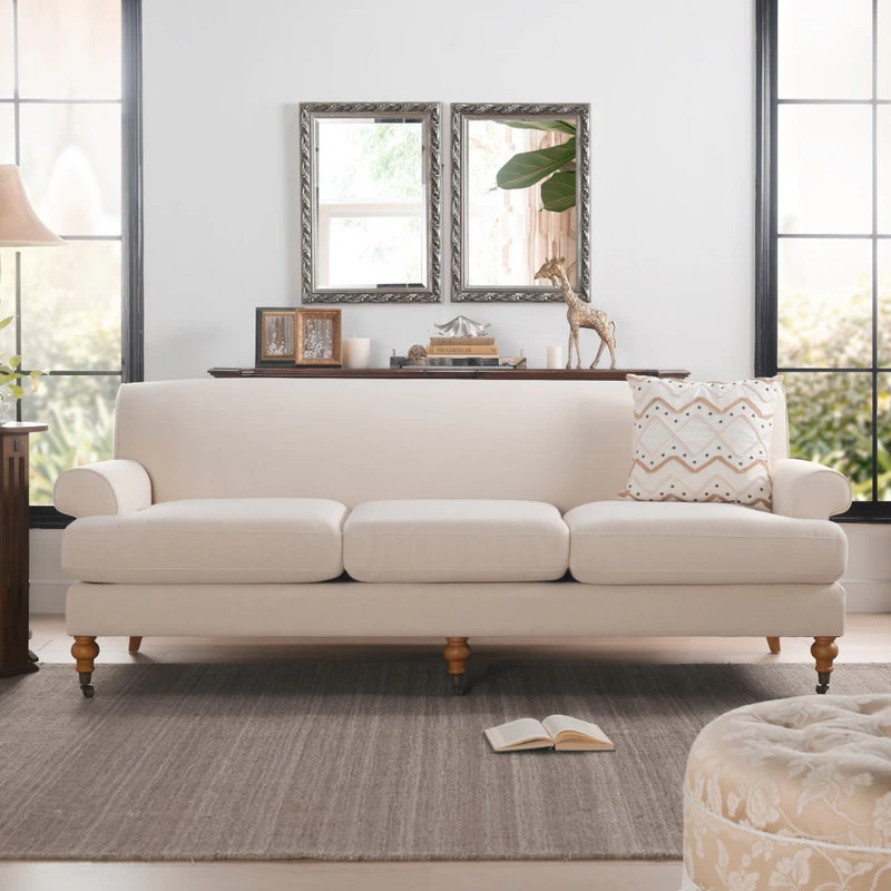 Alana 88" Lawson 3-Seater Sofa, Sky Neutral Beige Polyester - Image 3