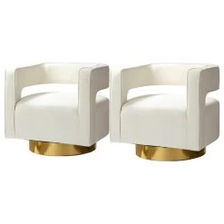 Swivel Barrel Chair Set Of 2, Ivory