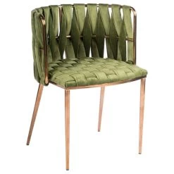 The Eterno Dining Chair, Green And Gold, Velvet