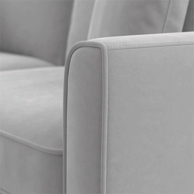 Flare Chaise Lounge With Arms In Light Gray Microsuede Fabric - Image 4