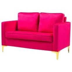 Upholstered Sofa With Loose Back, Fushia