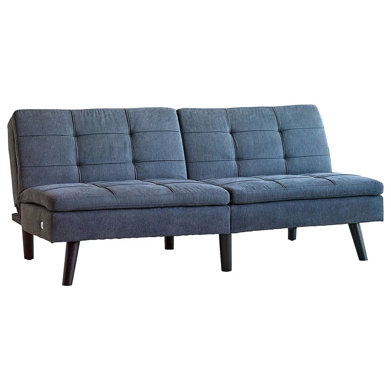 Sofa Bed With Foldable Split Back Design, Gray And Black