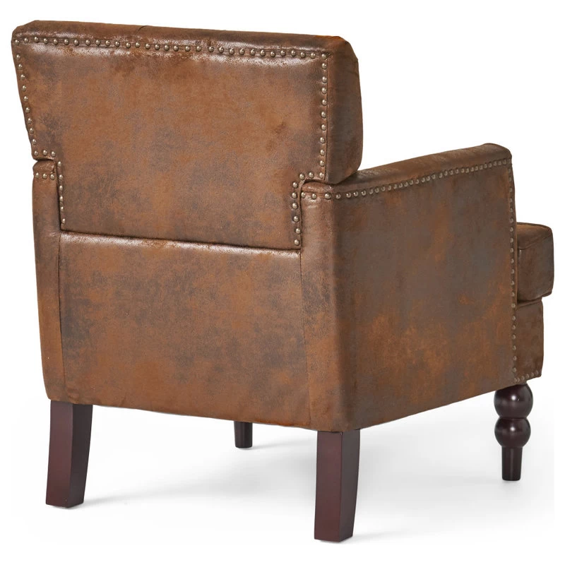 GDF Studio Madene Tufted Back Fabric/Microfiber Club Chair, Brown - Image 4