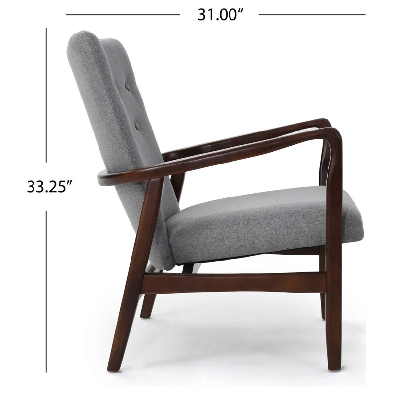 GDF Studio Suffolk French Style Fabric Arm Chairs, Gray, Set Of 2 - Image 4