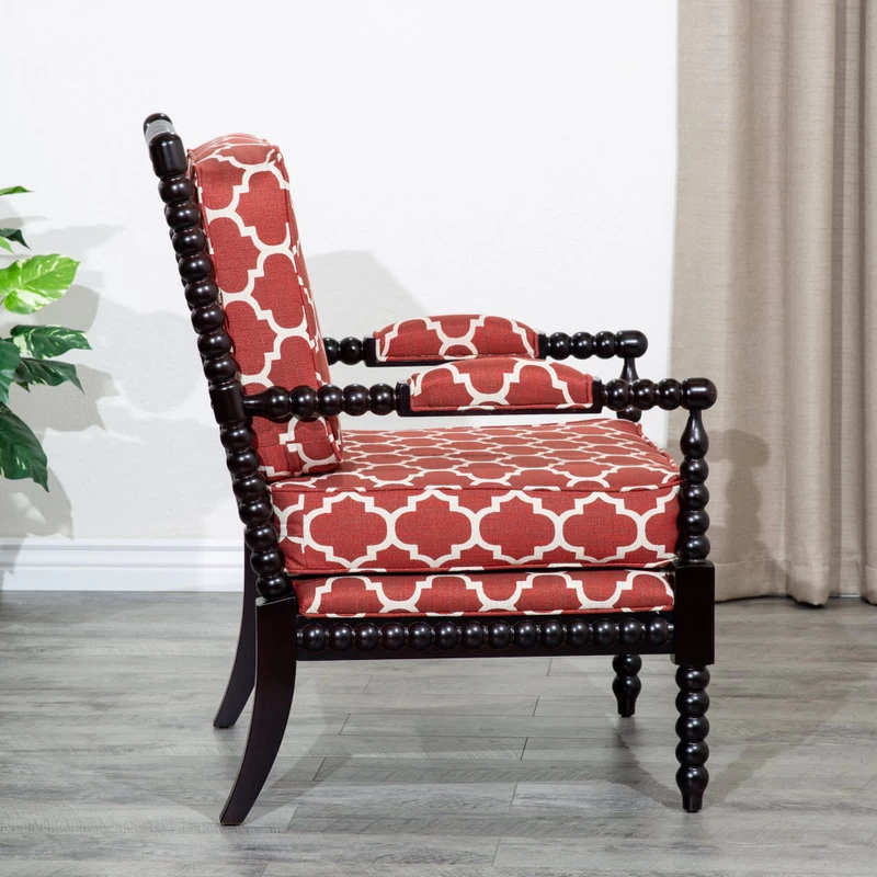 DTY Indoor Living Silverthorne Spindle Chair, Espresso/Red Moroccan Tile - Image 3