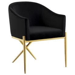 The Parker Dining Chair, Velvet, Black, Gold Legs