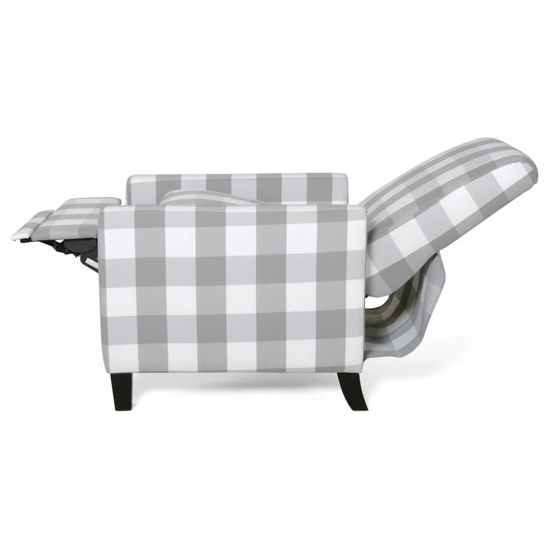 Bellagio Contemporary Fabric Upholstered Push Back Recliner, Gray Checkerboard/E - Image 9