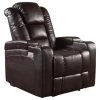 GDF Studio Everette Brown Leather Power Recliner With Arm Storage And USB Cord