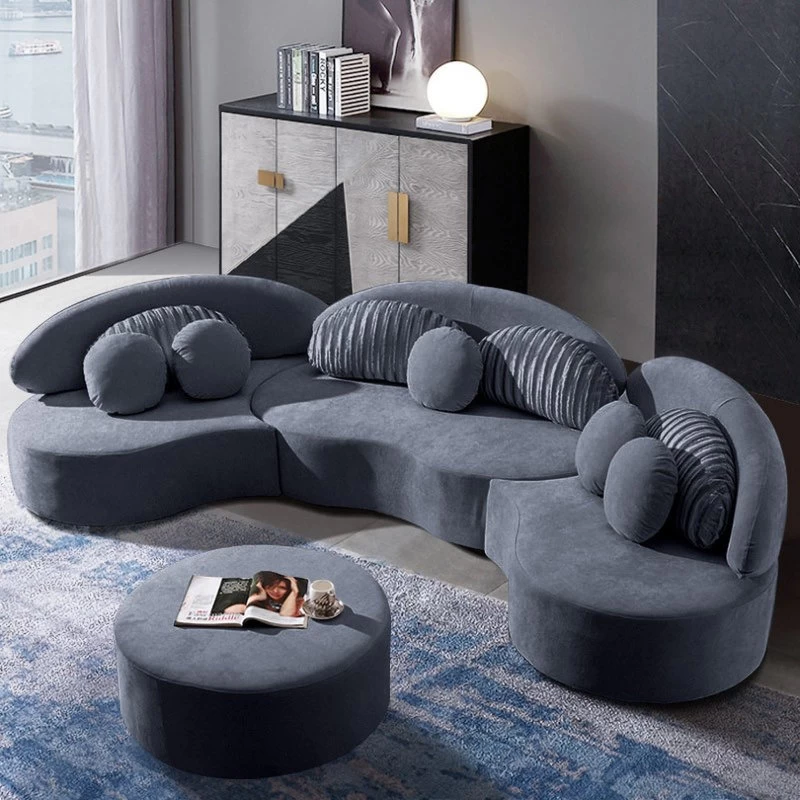 Modern 7-Seat Modular Sofa Velvet Upholstered Modular Sofa With Ottoman & Pillow - Image 2
