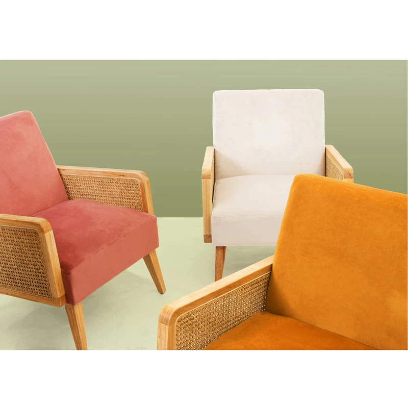 Delphine Cane Accent Chair, Yellow - Image 4